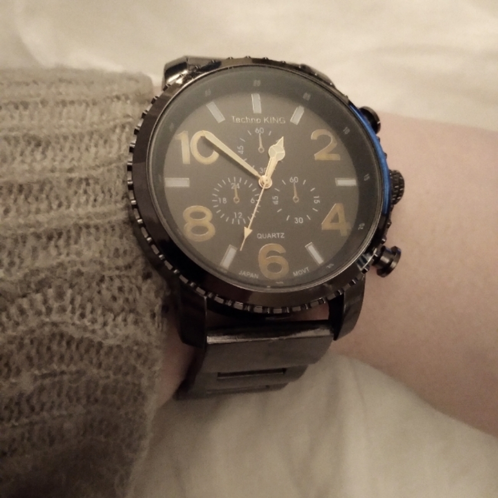 Men's Large Techno King Stainless Steel Watch Working